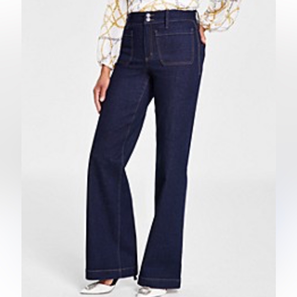 Avec Les Filles woman’s denim dark wash wide leg jeans